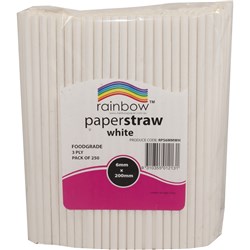 Rainbow Paper Straws 6mm White
