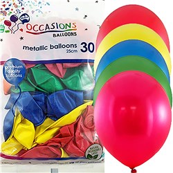 Alpen Assorted Metallic Colour 25cm Balloons