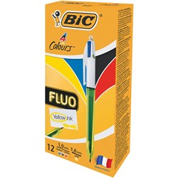 Bic 4 Colour Retractable Fluro Ballpoint Pen