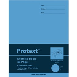 Protext 225x175mm 48pg 8mm Ruled Exercise Book