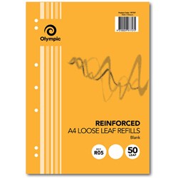 Olympic Reinforced Refills A4 Plain 7 Hole 50 Leaf R05 Pack of 50