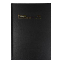 Collins 24M4 A4 2 Days To Page 1hr Black 23/24 Financial Year Diary