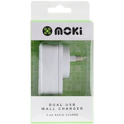 Moki Dual Usb Charger (Car Or Wall) Wall Charger White