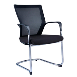 Office Ezy 550V Medium Back Black Mesh Visitor Chair With Arms/Chrome Base