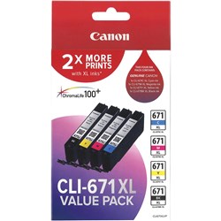 Canon CLI-671XL Ink Cartridges Value Pack