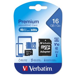 Verbatim Micro SDHC 16gb Class 10 Memory Card
