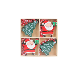 Xmas Deco Tree 13x13cm Hanging Santa Set of 8
