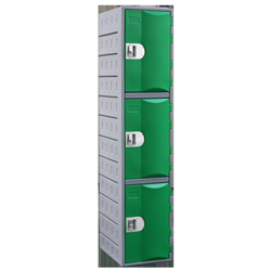 Steelco Green 1800x385x500mm 3 Tier Heavy Duty Plastic Locker