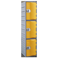 Steelco Yellow 1800x385x500mm 3 Tier Heavy Duty Plastic Locker