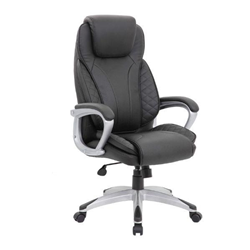 YS305 Black High Back Adjustable Seat Chair with Silver Padded Fixed Arms
