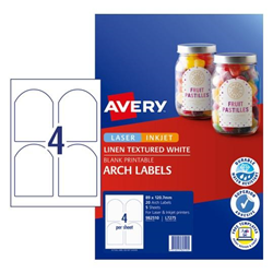 Avery L7275 Arched 89x120.7mm 4 P/Page  White Labels