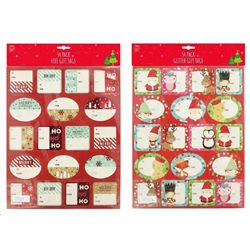 Xmas Foil/Glitter Adhesive Gift Tags
