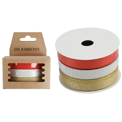 Xmas 1cmx2m Glitter Ribbon