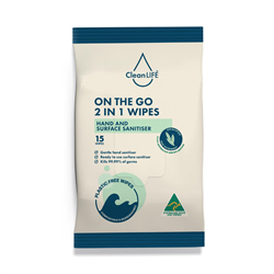 CleanLife On The Go Sanitiser 2 in 1 Wipes 