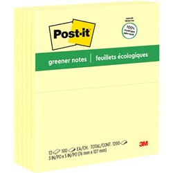 Post-It Yellow Recycled 655-RPA 76x127mm Adhesive Notes