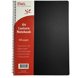 Stat. A4 140 Page Lecture Spiral PP Notebook