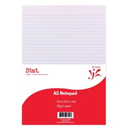 Stat. Ruled White A5 50 Leaf Bank Pad