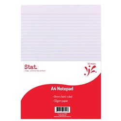 Stat. Ruled White A4 50 Leaf Bank Pad