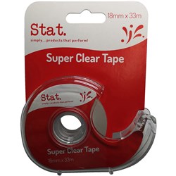 Stat. 18mmx33m Super Clear Office Tape On Dispenser
