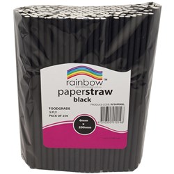 Rainbow Paper Straws 6mm Black