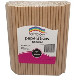 Rainbow Paper Straws 6mm Natural
