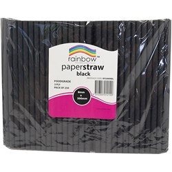 Rainbow Paper Straws 8mm Black