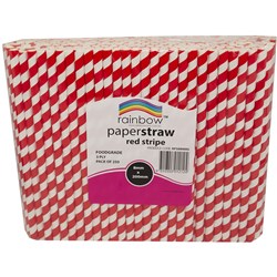 Rainbow Paper Straws 8mm Red Stripe
