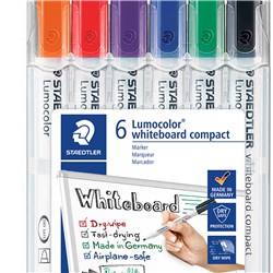 Staedtler 341 Lumocolor Whiteboard Markers 1-2mm Universal Tip 6 Assorted C