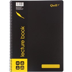 Quill Black Polypropylene Spiral 'Q Series' Notebooks A4 140 Page Lecture
