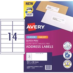 Avery White Quick Peel Internet Address Laser Labels With Surefeed 99.1X38.