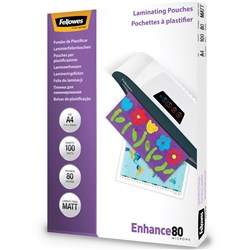 Fellowes Laminating Pouches A4 80 Micron Matte