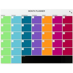 Visionchart Naga Glass Board Planners Monthly 800X600mm Multi Colour