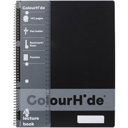 Colourhide Black A4 140 Page Spiral Lecture Book