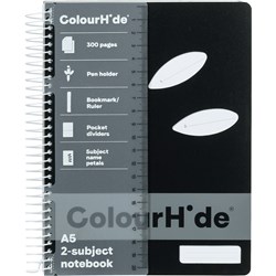Colourhide Black A5 300 Page 2 Subject Spiral Notebook