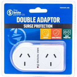 The Brute Power Co. Double Adaptor - Flat Right+Surge Protection