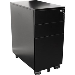 Rapidline Steel Slim Line Metal Mobile Pedestals 3 Drawer Black