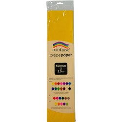 Rainbow 500mm x 2.5m Yellow Crepe Paper