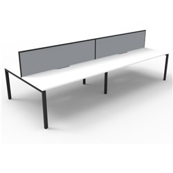 Deluxe Profile Workstation 4 Person With Screen 1200Wx750D White Top Black Double Frame