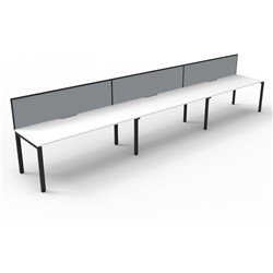 Deluxe Profile Workstation 3 Person With Screen 1200Wx750D White Top Black Single Frame