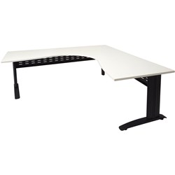 Rapid Span Cockpit Corner Desk 1500Wx1500Wx700mmD White Top Black Steel Frame