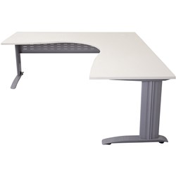 Rapid Span Cockpit Corner Desk 1500Wx1500Wx700mmD White Top Silver Steel Frame