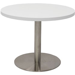Rapidline Round Coffee Table 600mm Diam Top Natural White Stainless Steel