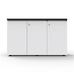 Infinity Swing 3 Door Storage Cupboard 730Hx1200Wx450mmD Natural White with Black Edge