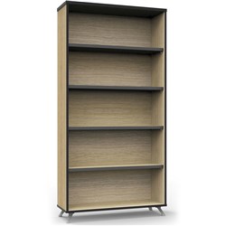 Rapid Infinity Bookcase 1800Hx900Wx315mmD 4 Shelf Natural Oak with Black Edge