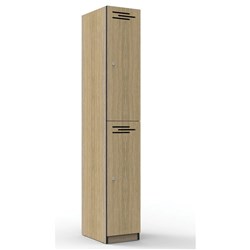 Infinity Melamine Locker 2 Door 1850Hx305Wx455mmD Oak with Black Edging
