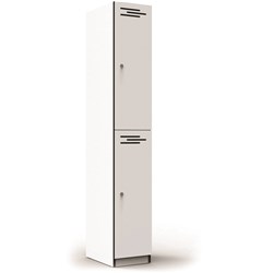 Infinity Melamine Locker 2 Door 1850Hx305Wx455mmD White with Black Edging