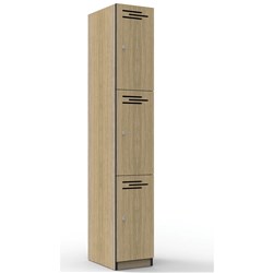 Infinity Melamine Locker 3 Door 1850Hx305Wx455mmD Oak with Black Edging