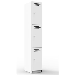 Infinity Melamine Locker 3 Door 1850Hx305Wx455mmD White with Black Edging