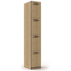 Infinity Melamine Locker 4 Door 1850Hx305Wx455mmD Oak with Black Edging