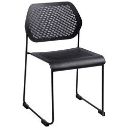 Frame Stackable Visitor Chair Black Solid Rod Sled Base Black Poly Seat and Back